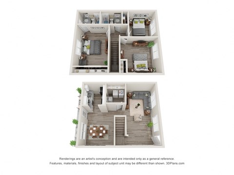3 Bedroom Floorplan | 1,229 Sq. Ft. at Northgate Townhomes in GA 30084